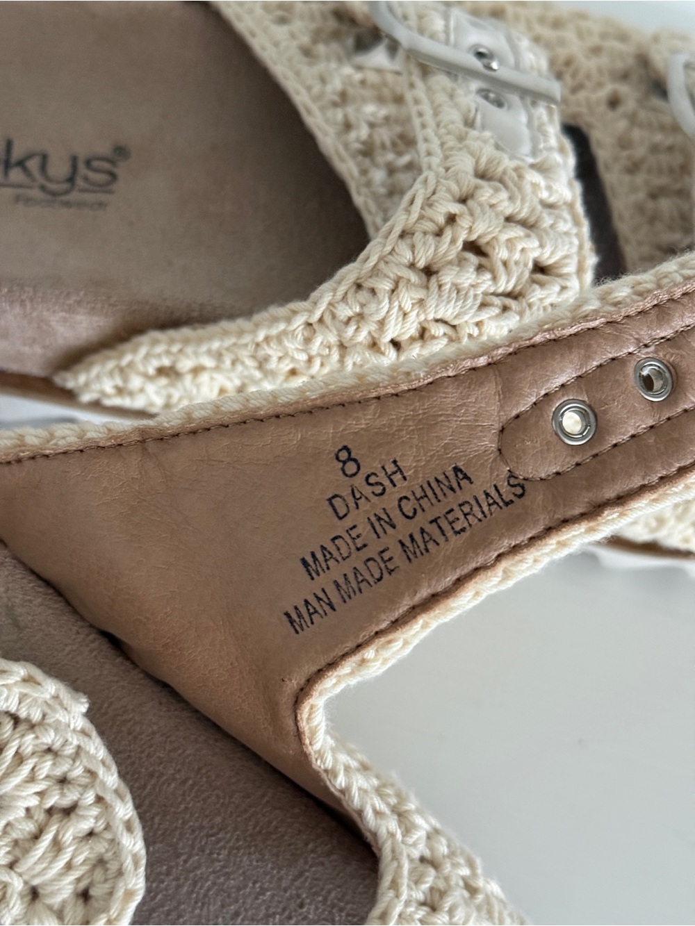 Corkys Dash Crochet Double-Buckle Slide Sandals - Cream - Picture 7 of 8